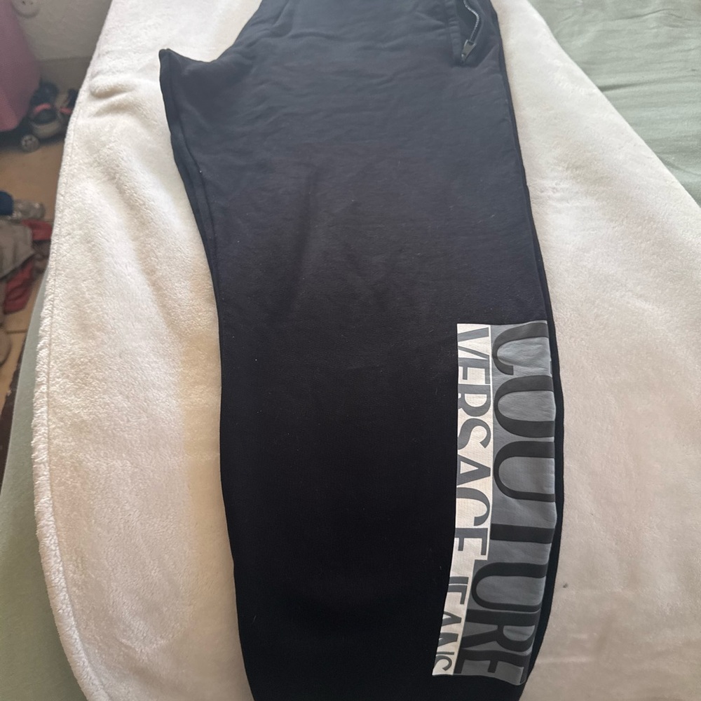 Versace Jeans Collection Black and Gray Athletic Pencil Track Pants